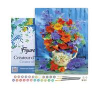 Figured'Art Pintar por Numeros Adultos con marco Ramo de naranja y púrpura - Manualidades pintura acrilica Kit Cuadro DIY completo - 40x50cm con bastidor montado