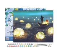 Figured'Art Pintar por Numeros Adultos con marco Recogiendo Luz - Manualidades pintura acrilica Kit Cuadro DIY completo - 40x50cm con bastidor montado