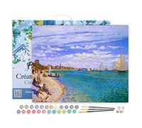 Figured'Art Pintar por Numeros Adultos con marco Regattas en Sainte -adresse - Monet - Manualidades pintura acrilica Kit Cuadro DIY completo - 40x50cm con bastidor montado