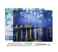 Figured'Art Pintar por Numeros Adultos con marco Rio Bajo Las Estrellas - Manualidades pintura acrilica Kit Cuadro DIY completo - 40x50cm con bastidor montado