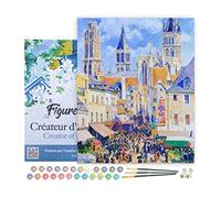 Figured'Art Pintar por Numeros Adultos con marco Rue de l'épicerie, Rouen - Camille Pissarro - Manualidades pintura acrilica Kit Cuadro DIY completo - 40x50cm con bastidor montado