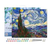 Figured'Art Pintar por Numeros Adultos con marco Van Gogh La noche estrellada - Manualidades pintura acrilica Kit Cuadro DIY completo - 40x50cm con bastidor montado