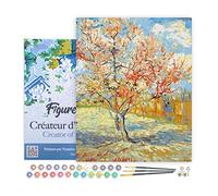 Figured'Art Pintar por Numeros Adultos con marco Van Gogh - Melocotón - Manualidades pintura acrilica Kit Cuadro DIY completo - 40x50cm con bastidor montado