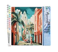 Figured'Art Pintar por Numeros Adultos Cuba Art Deco - Manualidades pintura acrilica Kit Cuadro DIY completo - 40x50cm sin bastidor