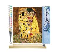 Figured'Art Pintar por Numeros Adultos El Beso - Manualidades pintura acrilica Kit Cuadro DIY completo - 40x50cm monta tu propio bastidor