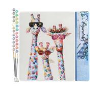 Figured'Art Pintar por Numeros Adultos Familia de jirafas de pop art - Manualidades pintura acrilica Kit Cuadro DIY completo - 40x50cm sin bastidor