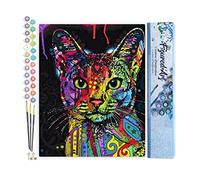 Figured'Art Pintar por Numeros Adultos Gato Pop Art - Manualidades pintura acrilica Kit Cuadro DIY completo - 40x50cm sin bastidor