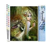 Figured'Art Pintar por Numeros Adultos Hada de oro - Manualidades pintura acrilica Kit Cuadro DIY completo - 40x50cm sin bastidor