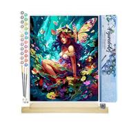 Figured'Art Pintar por Numeros Adultos Hada y Mariposas - Manualidades pintura acrilica Kit Cuadro DIY completo - 40x50cm monta tu propio bastidor