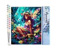 Figured'Art Pintar por Numeros Adultos Hada y Mariposas - Manualidades pintura acrilica Kit Cuadro DIY completo - 40x50cm sin bastidor