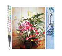 Figured'Art Pintar por Numeros Adultos Lado de un invernadero - George Cochran Lambdin - Manualidades pintura acrilica Kit Cuadro DIY completo - 40x50cm sin bastidor