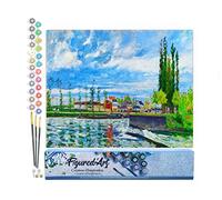 Figured'Art Pintar por Numeros Adultos L'Ecluse en Pontoise - Camille Pissarro - Manualidades pintura acrilica Kit Cuadro DIY completo - 40x50cm sin bastidor