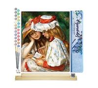 Figured'Art Pintar por Numeros Adultos Lectura de chicas jóvenes - Renoir - Manualidades pintura acrilica Kit Cuadro DIY completo - 40x50cm monta tu propio bastidor