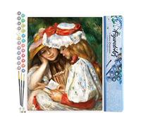 Figured'Art Pintar por Numeros Adultos Lectura de chicas jóvenes - Renoir - Manualidades pintura acrilica Kit Cuadro DIY completo - 40x50cm sin bastidor