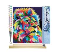 Figured'Art Pintar por Numeros Adultos León Pintado - Manualidades pintura acrilica Kit Cuadro DIY completo - 40x50cm monta tu propio bastidor