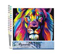 Figured'Art Pintar por Numeros Adultos León Pop Art - Manualidades pintura acrilica Kit Cuadro DIY completo - 40x50cm sin bastidor