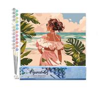 Figured'Art Pintar por Numeros Adultos Linda chica junto al mar - Manualidades pintura acrilica Kit Cuadro DIY completo - 40x50cm sin bastidor