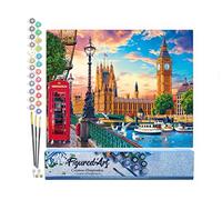 Figured'Art Pintar por Numeros Adultos Londres en la primavera - Manualidades pintura acrilica Kit Cuadro DIY completo - 40x50cm sin bastidor
