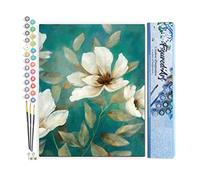 Figured'Art Pintar por Numeros Adultos Loto Blanco 1 - Manualidades pintura acrilica Kit Cuadro DIY completo - 40x50cm sin bastidor