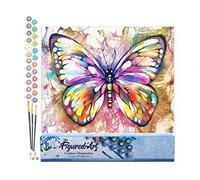 Figured'Art Pintar por Numeros Adultos Mariposa Colorida 1 - Manualidades pintura acrilica Kit Cuadro DIY completo - 40x50cm sin bastidor