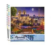 Figured'Art Pintar por Numeros Adultos Notre Dame En París - Manualidades pintura acrilica Kit Cuadro DIY completo - 40x50cm sin bastidor