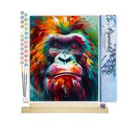 Figured'Art Pintar por Numeros Adultos Orangután Abstracto Colorido - Manualidades pintura acrilica Kit Cuadro DIY completo - 40x50cm monta tu propio bastidor