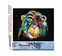 Figured'Art Pintar por Numeros Adultos Orangután Pop Art - Manualidades pintura acrilica Kit Cuadro DIY completo - 40x50cm sin bastidor