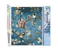 Figured'Art Pintar por Numeros Adultos Pájaros 1 - Manualidades pintura acrilica Kit Cuadro DIY completo - 40x50cm sin bastidor