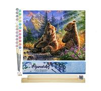 Figured'Art Pintar por Numeros Adultos Pareja de Osos - Manualidades pintura acrilica Kit Cuadro DIY completo - 40x50cm monta tu propio bastidor