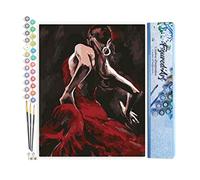 Figured'Art Pintar por Numeros Adultos Pasión Flamenco - Manualidades pintura acrilica Kit Cuadro DIY completo - 40x50cm sin bastidor