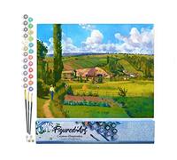 Figured'Art Pintar por Numeros Adultos Pausscape - Camille Pissarro - Manualidades pintura acrilica Kit Cuadro DIY completo - 40x50cm sin bastidor