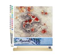 Figured'Art Pintar por Numeros Adultos Peces De Colores - Manualidades pintura acrilica Kit Cuadro DIY completo - 40x50cm monta tu propio bastidor