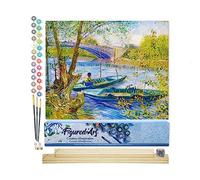 Figured'Art Pintar por Numeros Adultos Pesca en primavera, Pont de Clichy - Van Gogh - Manualidades pintura acrilica Kit Cuadro DIY completo - 40x50cm monta tu propio bastidor