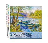 Figured'Art Pintar por Numeros Adultos Pesca en primavera, Pont de Clichy - Van Gogh - Manualidades pintura acrilica Kit Cuadro DIY completo - 40x50cm sin bastidor