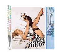 Figured'Art Pintar por Numeros Adultos Pin-up en vestido y perro - Manualidades pintura acrilica Kit Cuadro DIY completo - 40x50cm sin bastidor