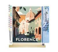 Figured'Art Pintar por Numeros Adultos Póster de viaje Florencia - Manualidades pintura acrilica Kit Cuadro DIY completo - 40x50cm monta tu propio bastidor