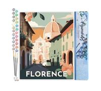 Figured'Art Pintar por Numeros Adultos Póster de viaje Florencia - Manualidades pintura acrilica Kit Cuadro DIY completo - 40x50cm sin bastidor