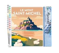 Figured'Art Pintar por Numeros Adultos Póster de viaje Mont Saint-Michel - Manualidades pintura acrilica Kit Cuadro DIY completo - 40x50cm sin bastidor