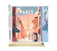 Figured'Art Pintar por Numeros Adultos Póster de viaje París I - Manualidades pintura acrilica Kit Cuadro DIY completo - 40x50cm monta tu propio bastidor