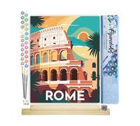 Figured'Art Pintar por Numeros Adultos Póster de viaje Roma - Manualidades pintura acrilica Kit Cuadro DIY completo - 40x50cm monta tu propio bastidor