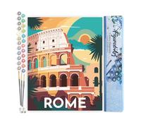 Figured'Art Pintar por Numeros Adultos Póster de viaje Roma - Manualidades pintura acrilica Kit Cuadro DIY completo - 40x50cm sin bastidor