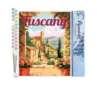 Figured'Art Pintar por Numeros Adultos Póster de Viaje Toscana en Flor - Manualidades pintura acrilica Kit Cuadro DIY completo - 40x50cm sin bastidor