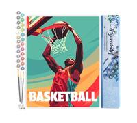 Figured'Art Pintar por Numeros Adultos Póster Deportivo de Baloncesto - Manualidades pintura acrilica Kit Cuadro DIY completo - 40x50cm sin bastidor