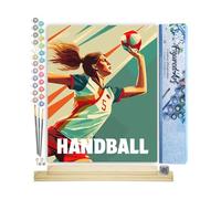 Figured'Art Pintar por Numeros Adultos Póster Deportivo de Balonmano - Manualidades pintura acrilica Kit Cuadro DIY completo - 40x50cm monta tu propio bastidor