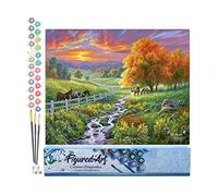 Figured'Art Pintar por Numeros Adultos Pradera soleada - Manualidades pintura acrilica Kit Cuadro DIY completo - 40x50cm sin bastidor