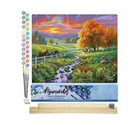 Figured'Art Pintar por Numeros Adultos Pradera soleada - Manualidades pintura acrilica Kit Cuadro DIY completo - 40x50cm monta tu propio bastidor