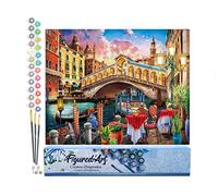 Figured'Art Pintar por Numeros Adultos Puente de Rialto - Manualidades pintura acrilica Kit Cuadro DIY completo - 40x50cm sin bastidor