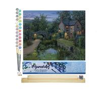 Figured'Art Pintar por Numeros Adultos Remanso de paz brillante - Manualidades pintura acrilica Kit Cuadro DIY completo - 40x50cm monta tu propio bastidor