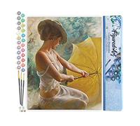 Figured'Art Pintar por Numeros Adultos Seducción Con Paraguas - Manualidades pintura acrilica Kit Cuadro DIY completo - 40x50cm sin bastidor