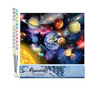 Figured'Art Pintar por Numeros Adultos Sistema Solar - Manualidades pintura acrilica Kit Cuadro DIY completo - 40x50cm sin bastidor